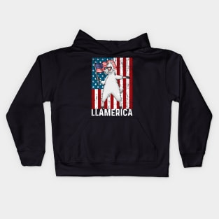 Llamerica Funny Llama American Flag Kids Hoodie